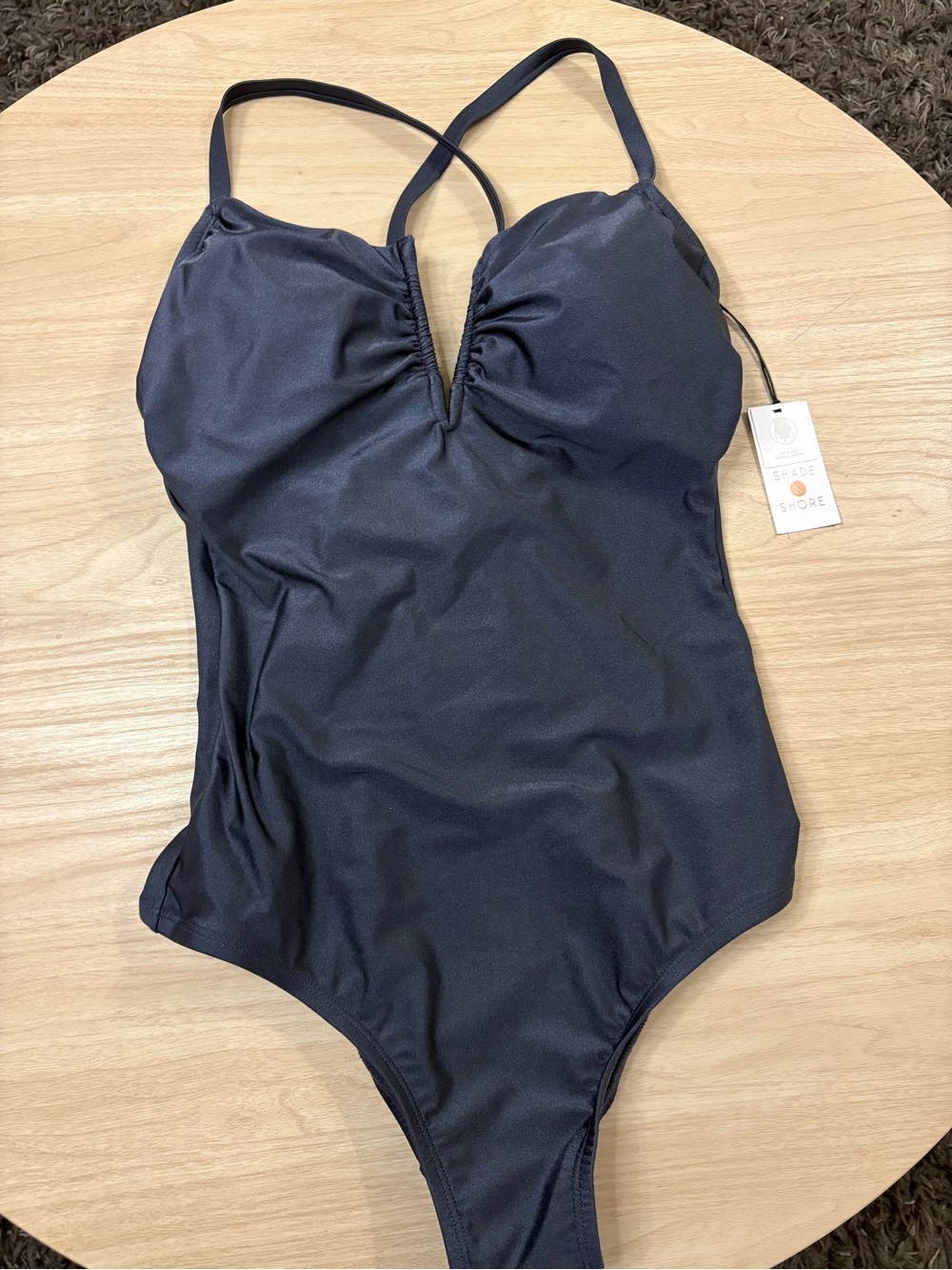 Shade & Shore Black Women's One-Piece Swimsuit with V-Notch